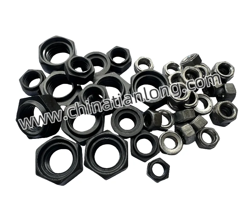 Black Galvanized Hardlock Nuts, M8-M48 Thread Sizes in Carbon Steel